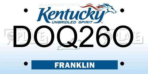 DOQ26O Kentucky License Plate