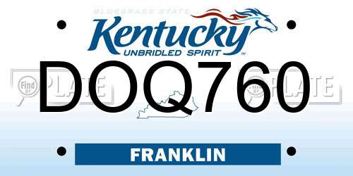 DOQ760 Kentucky License Plate