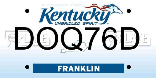 DOQ76D Kentucky License Plate