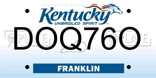 DOQ76O Kentucky License Plate