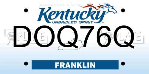 DOQ76Q Kentucky License Plate