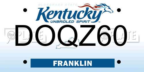 DOQZ60 Kentucky License Plate