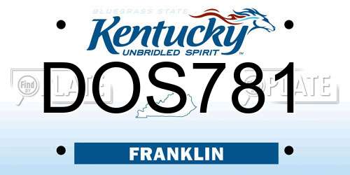 DOS781 Kentucky License Plate
