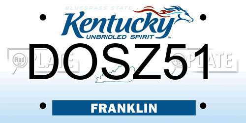 DOSZ51 Kentucky License Plate
