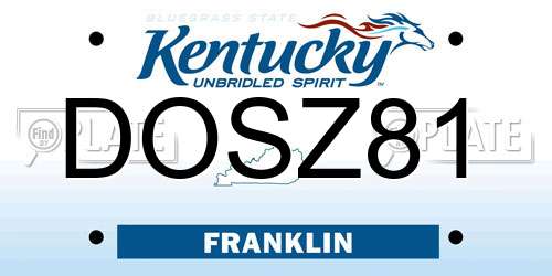 DOSZ81 Kentucky License Plate