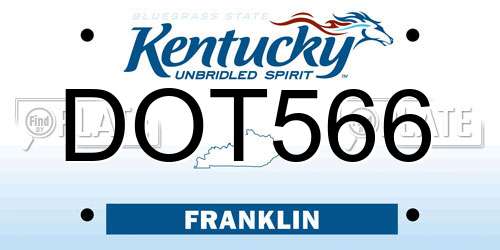 DOT566 Kentucky License Plate