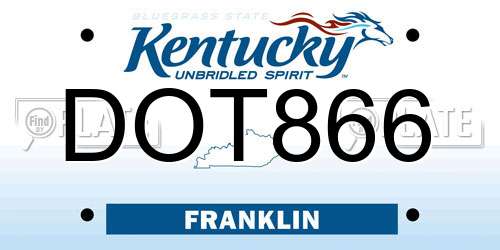DOT866 Kentucky License Plate