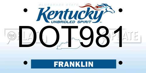DOT981 Kentucky License Plate