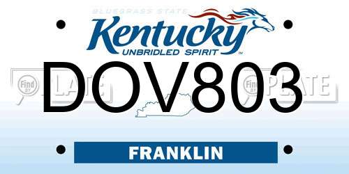 DOV803 Kentucky License Plate