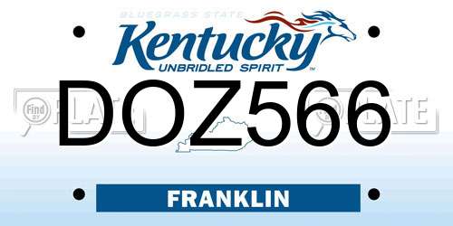DOZ566 Kentucky License Plate