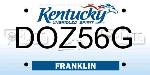 DOZ56G Kentucky License Plate