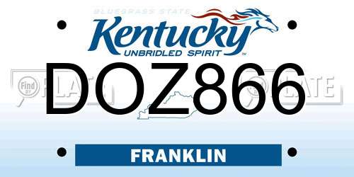 DOZ866 Kentucky License Plate