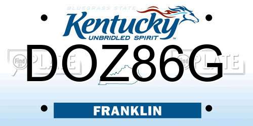 DOZ86G Kentucky License Plate