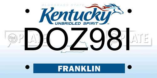 DOZ98I Kentucky License Plate