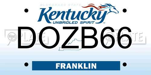 DOZB66 Kentucky License Plate