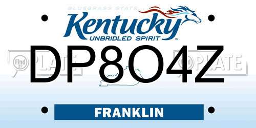 DP8O4Z Kentucky License Plate
