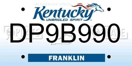 DP9B990 Kentucky License Plate