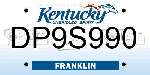 DP9S990 Kentucky License Plate