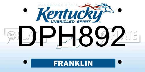 DPH892 Kentucky License Plate