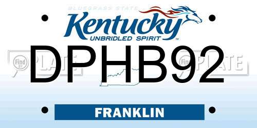 DPHB92 Kentucky License Plate