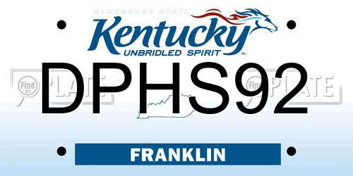 DPHS92 Kentucky License Plate