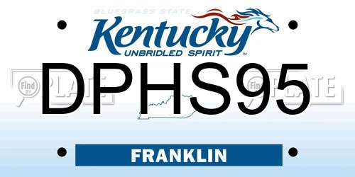 DPHS95 Kentucky License Plate