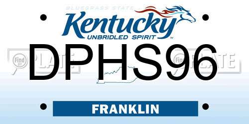 DPHS96 Kentucky License Plate