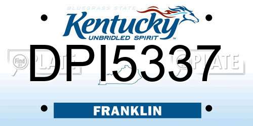 DPI5337 Kentucky License Plate