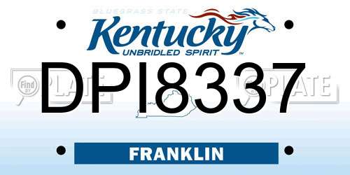 DPI8337 Kentucky License Plate