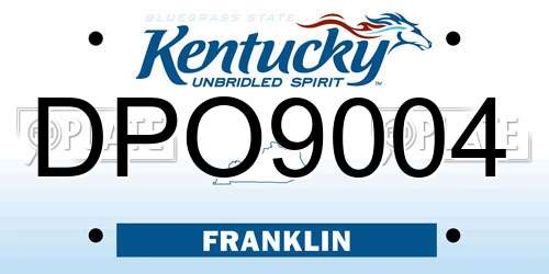 DPO9004 Kentucky License Plate