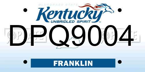 DPQ9004 Kentucky License Plate