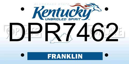 DPR7462 Kentucky License Plate