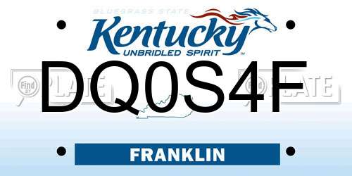 DQ0S4F Kentucky License Plate