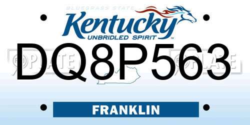 DQ8P563 Kentucky License Plate