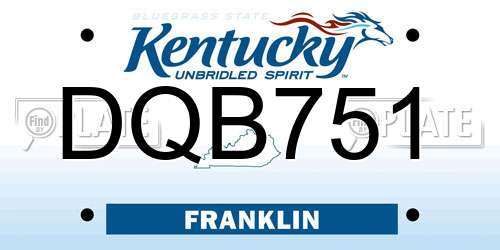 DQB751 Kentucky License Plate