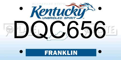 DQC656 Kentucky License Plate
