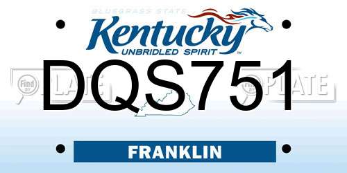 DQS751 Kentucky License Plate