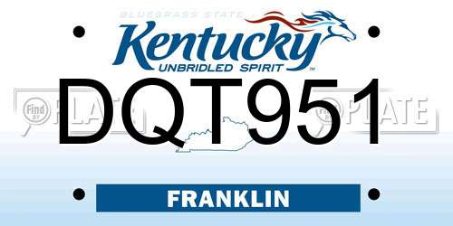DQT951 Kentucky License Plate