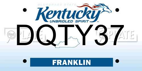 DQTY37 Kentucky License Plate
