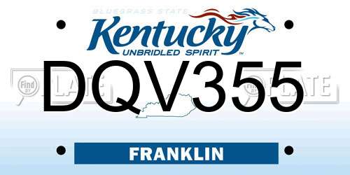 DQV355 Kentucky License Plate