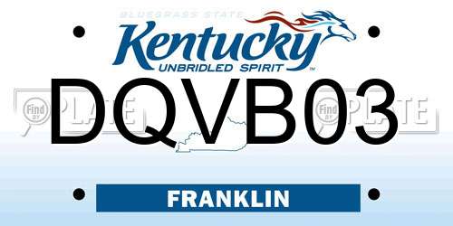 DQVB03 Kentucky License Plate