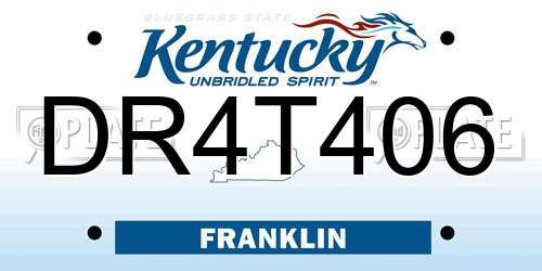 DR4T406 Kentucky License Plate