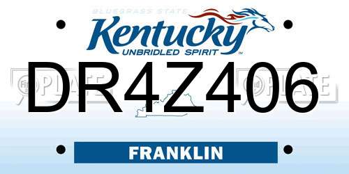 DR4Z406 Kentucky License Plate