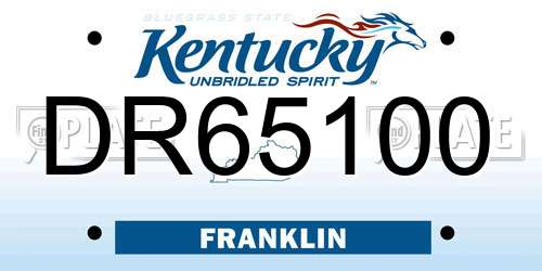 DR65100 Kentucky License Plate