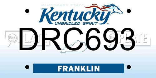 DRC693 Kentucky License Plate