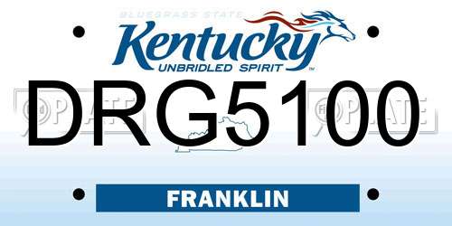 DRG5100 Kentucky License Plate