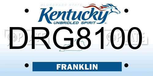DRG8100 Kentucky License Plate