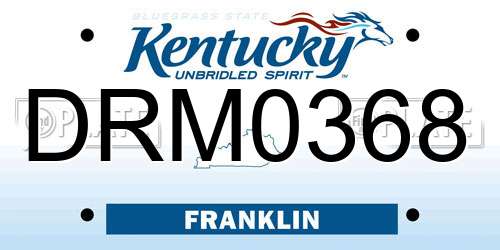 DRM0368 Kentucky License Plate
