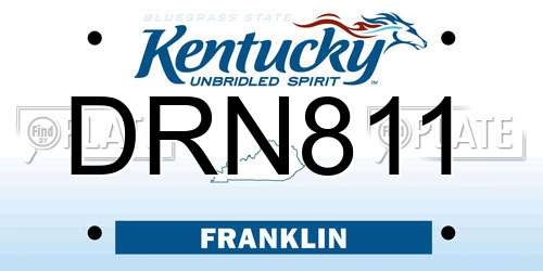 DRN811 Kentucky License Plate