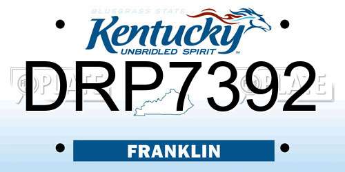 DRP7392 Kentucky License Plate